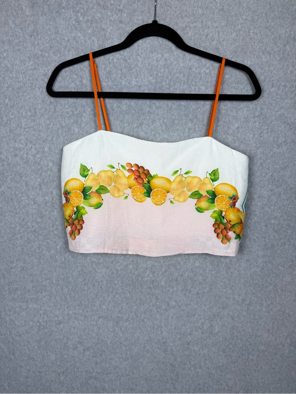 ANTONIO MELANI White-to-Pink Citrus Crop Top with Orange Straps